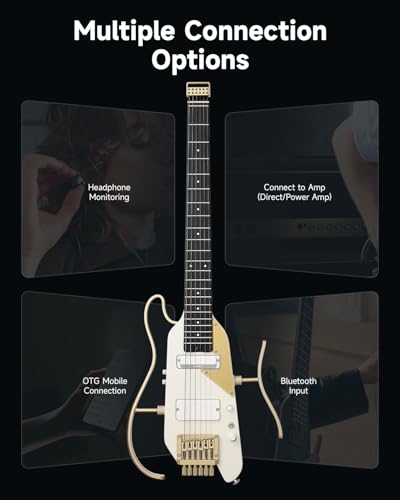 Donner HUSH X PRO Electric Guitar Kit - Smart Travel Guitar with Dozens of Preset Combinations, 7 Tone Sim Options, White-Luxe - image 9