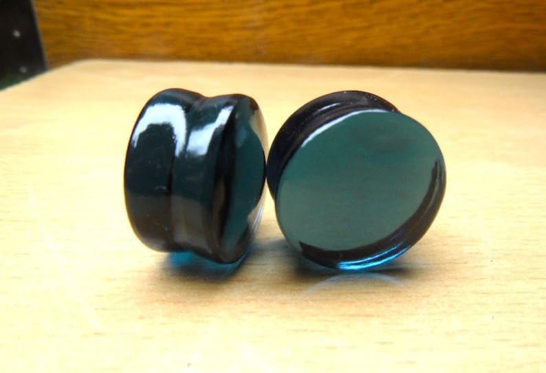 Blue sapphire Double Flared Plug Ear Gauge & Plugs Earring Size 5mm to 30mm