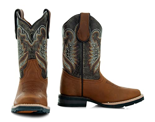 Soto Boots Kid's Square Toe Boots, Geniune Leather Kid's Cowboy Boots, Toddler Western Boots, K4003 (, Miel)2