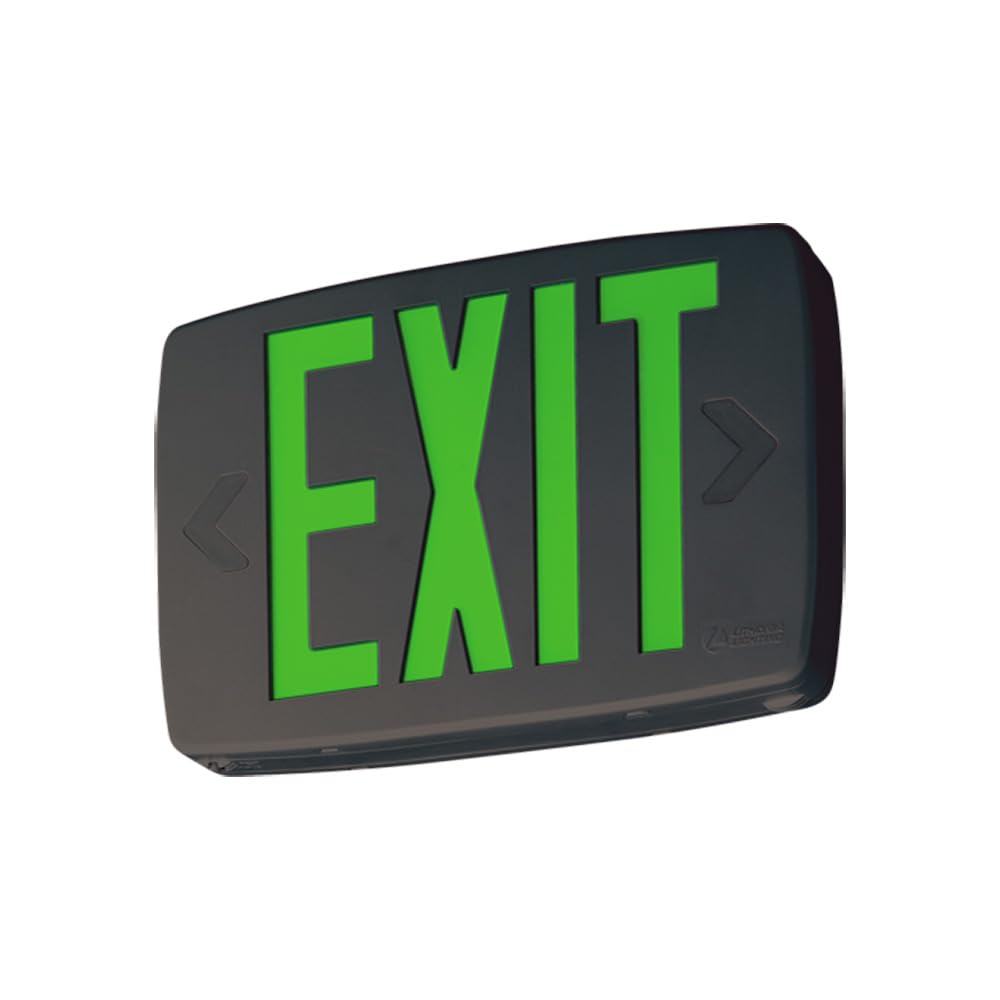 Lithonia Lighting LQM S 3 G 120/277 EL N M6 1W LED Exit Sign Only, Green Black Housing