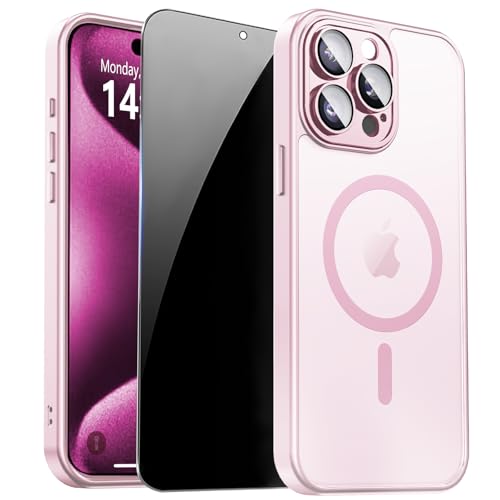 Image of for iPhone 15 Pro Case with Privacy Screen Protector, Pink