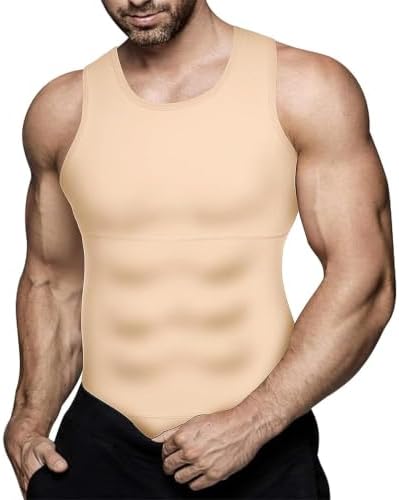 Mens Compression Shirt Slimming Body Shaper Vest Workout Tank Tops Abdomen