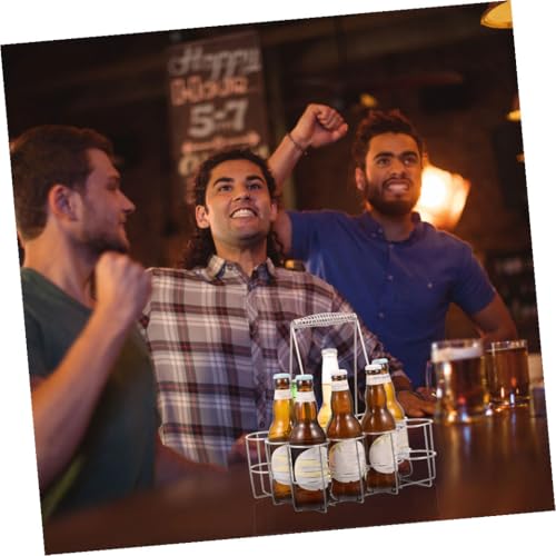 Panier de rangement à bouteilles de bière argenté avec poignée robuste - 7