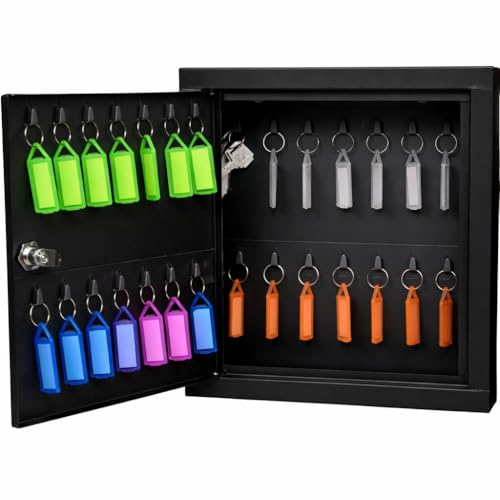 SPYLOCK Heavy Metal Keyholder Box Key Wall Box Storage Key Organizer Wall Mount Key Holder for Wall Size Large 13 * 11 * 3 inch (Black KEYHOLDER)