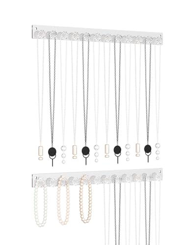 LongMen Acrylic Necklace display for Women,Necklace Holder Organizer for Girls,Jewelry Organizer Hanging with 12 Hooks,Jewelry Hangers for Necklace (2)
