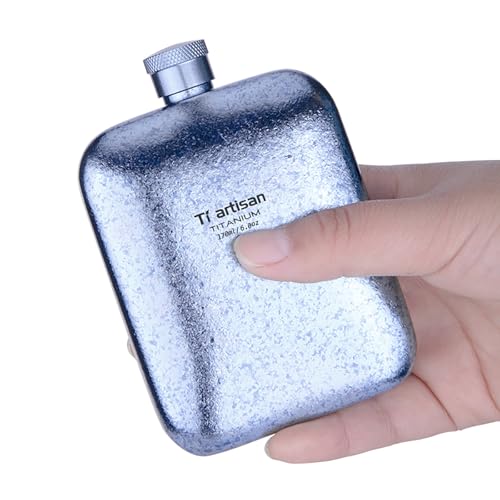 Ti artisan Titanium Wine Flask for Outdoor Camping, Hiking, Climbing, Ultralight Titanium Flask Wine