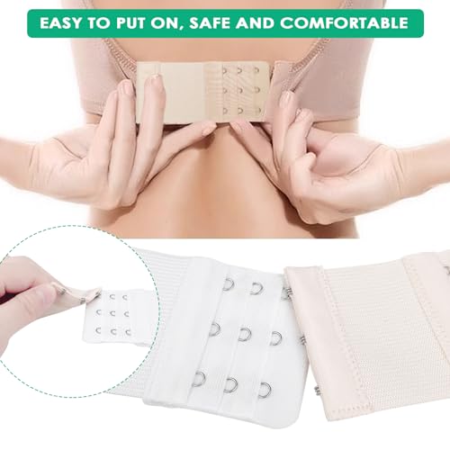 Rseuphiee 6 Stück BH-Verlängerer, 3 Reihen 2 Haken 3 Haken, Bra Extender Weich, bequem und dehnbar, BH Verschluss Elastischen Geeignet für Frauen Damen (Schwarz, Weiß, Hautfarbe)
