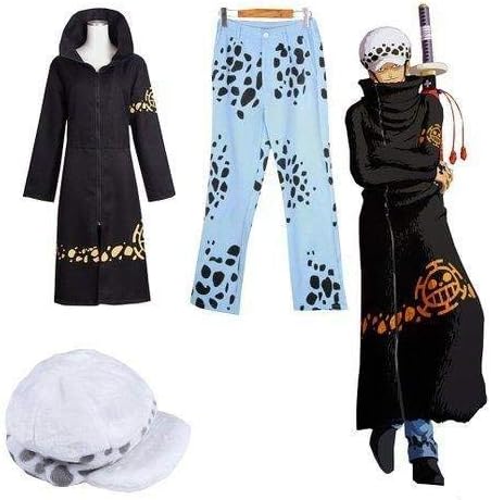 Amazon Halle ワンピース トラファルガー ロー 二代 風 コート ズボン 帽子 コスチューム 黒 青 Xlサイズ コスプレ 仮装 通販