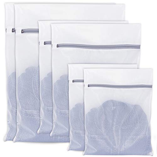 Mesh Laundry Bag for Wahshing Machine - Protecu 6Pcs Laundry Bags for Delicates with Zip Lock | lingerie Bags for Laundry Clothes Blouse Bra Hosiery Stockings Underwear (Gray, 2M,2L,1XL,1XXL)