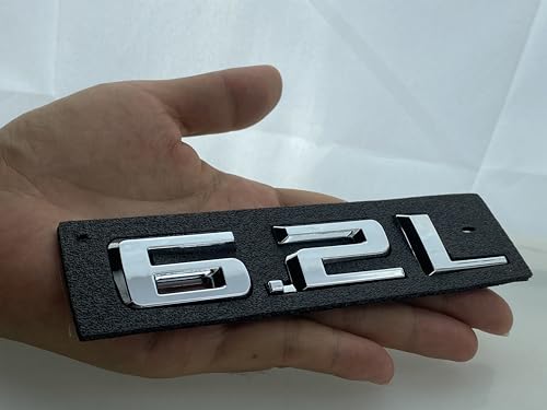 Image of 2pcs 6.2L Emblems 3D Hood Style Badge Logo Sticker Nameplate Letter Replacement for 1500 2500HD (Chrome)