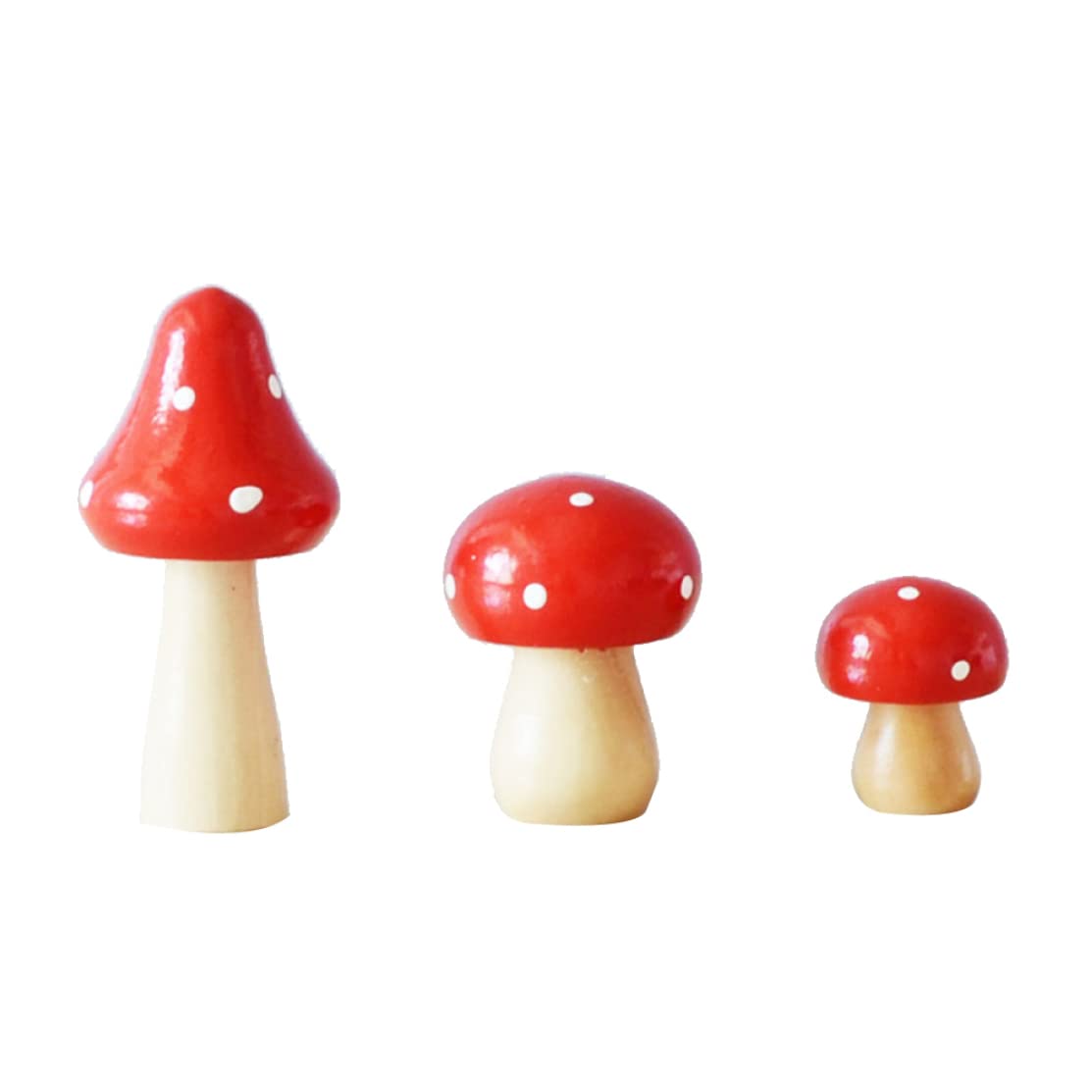 Vistnale mini wooden mushrooms, Red Cute Wooden Mushroom Figurines Crafts Small Ornaments Colored Mushroom Bonsai Decoration Micro Landscape Potted