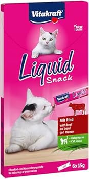 Vitakraft Liquid Snack Katzen Leckerli Katzensnack cremig mit Rind und Katzengras in einzelnen Sachets f&uumlr eine gesunde Dar
