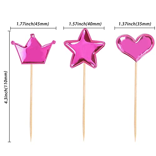 Ziqon 30 Pcs Glitter Heart Cupcake Toppers Colorful Cake Decoration Heart And Star Cake Toppers Cute Party Decoration For Birthday And Baby Shower (Fresh) #TOP6