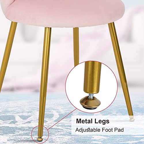 Okeysen Vanity Chair For Makeup Room - Vanity Chair With Back Velvet Chair With Gold Legs, Makeup Chair For Bedroom Mid Century Modern Accent Chair For Living Room (Pink) #TOP4