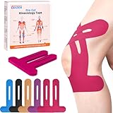 IEADEN Precut Kinesiology Tape for Knees, 20 Pcs - Knee Support & Stability, Knee Pain Relief Athletic Tape - Waterproof & Elastic, Breathable Hypoallergenic Latex-Free Tape, Pink