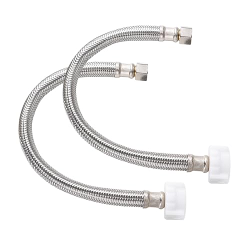 2Pack, PevePexe Toilet Hose Water Supply Line - 12" Length 3/8" COMP x 7/8" BC Braided Toilet Connector Hose