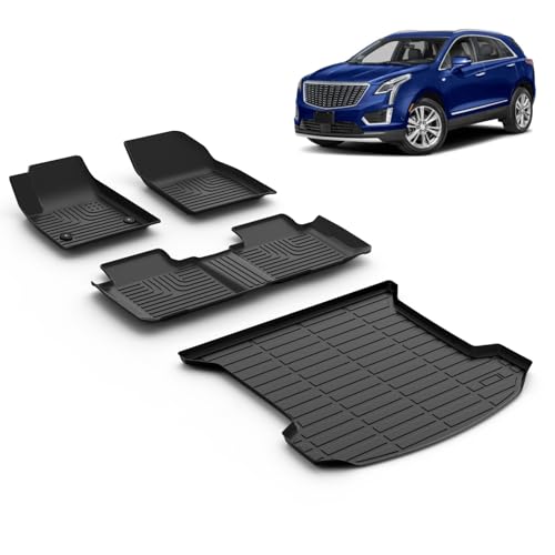 VOUKIY All Weather Car Floor Mats & Cargo Liner Set Fit for Cadillac XT5 2017 2018 2019 2020 2021 2022 2023 2024 2025 2026 Floor Liners Trunk Liner XT5 Cargo Mat Accessories Black by VOUKIY - Used condition - US$90.24