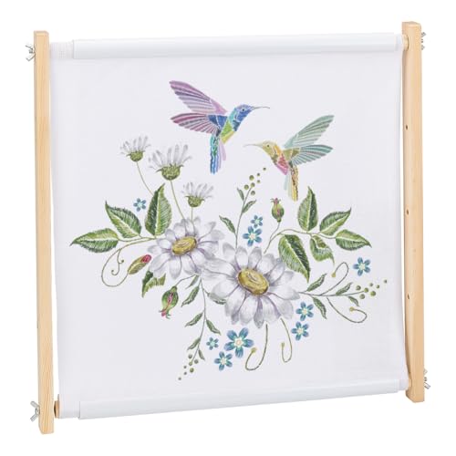 FINGERINSPIRE Marco de punto de cruz de madera 40 cm, forma cuadrada, aros de bordado, tapiz de bordado