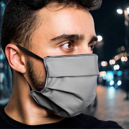 Máscara de Proteção Adulto Tricoline Lavável Dupla Face Reutilizável 100% Algodão Protetora (Cinza/P