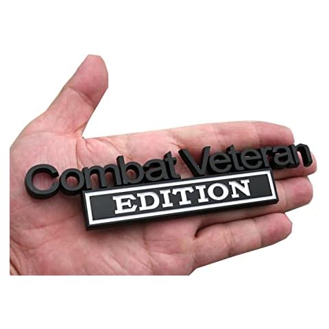 1pc Combat Veteran Edition Emblems 3D Raised Decals Exterior Truck Stickers Fender Veteran Badges Replacement for F150 F250 F350 Chevy Silverado 1500 2500 Chevrolet C10 C15 (Black White) Cover
