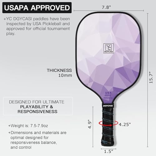 Image of Pickleball Paddles Set of 2 or 4, USAPA Approved Pickleball Paddles Set with 4 Pickle Balls and Carry Bag, Fiberglass Rackets 2 Pack Gifts for Beginners&Pros (Light Purple)