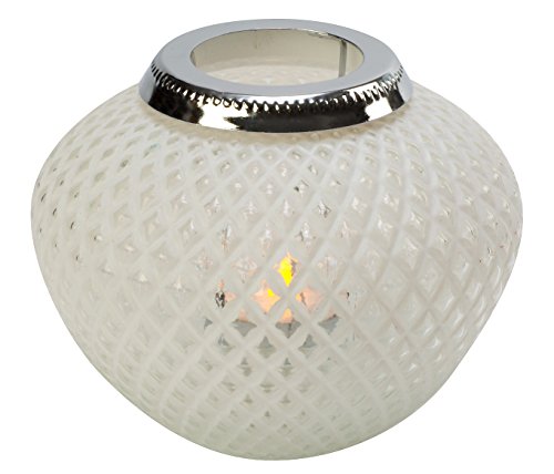 Biedermann & Sons Decorative Glass Tealight Lantern, Small, White Weave #TOP25