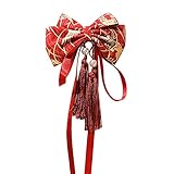 CRIZAN Chinese Style Bows Tassels Hair Clips Barrettes Hanfu Hair Accessories Red For Girls Women Festival