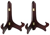 BANBERRY DESIGNS Mahogany Folding Wooden Easels - Recipe Book Photo Album Retail Display Trade Show Plate Stands Set of 2 Each 11' H