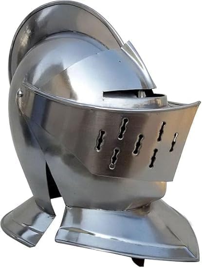 Medieval Pig Face Helmet Bascinet Houndskull Armor helmet European Close Visor helmet Knights Warrior LARP Armor Cosplay helmet Costume, Large, Silver