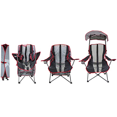 Kelsyus Original Foldable Canopy Chair for Camping, Tailgates, and Outdoor Events, Grey/Red - Image 3