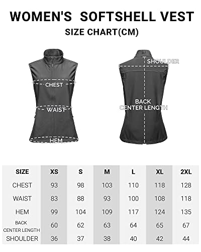 Outdoor Ventures Softshell Weste Damen Ärmellose Jacke Laufweste Leicht Winddicht Warm Fleeceweste Stehkragen Sport Golf Weste mit 4 Taschen für Wandern Camping Schwarz L