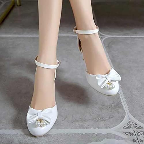 Girls Mary Jane Princess Dress Shoes Bowknot Pearl Adjustable Back Strap High Heel Wedding Performance Party Shoes3