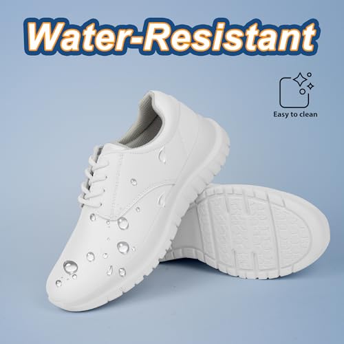 Hawkwell Women's Lace Up Lightweight Water Resistant Nurse Shoes Slip Resistant Healthcare Work Shoes,White Synthetic,7 M US by Hawkwell - Used condition - Image 4