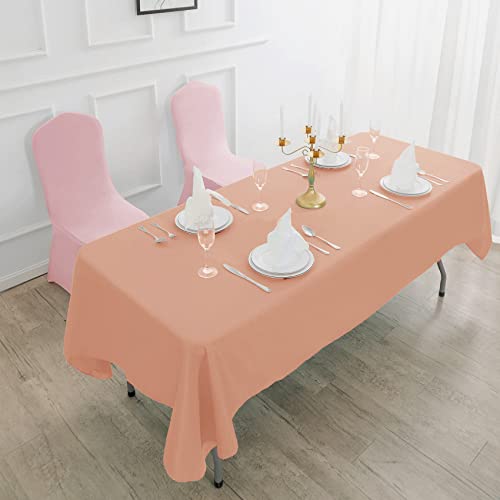 90x156 Dusty Pink Tablecloth - Stain and Wrinkle Resistant Washable Polyester Table Cloth, Decorative Table Cloth for Dining Table, Buffet Parties and Wedding, Dusty Pink by Bailarina - Image 3