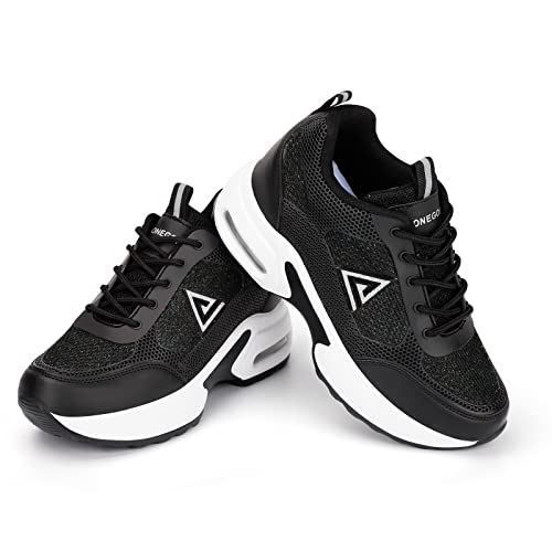 AONEGOLD Womens Knit Platform Hidden Wedges Sneaker High Top Athletic Walking Shoes High Heel Mesh Fashion3