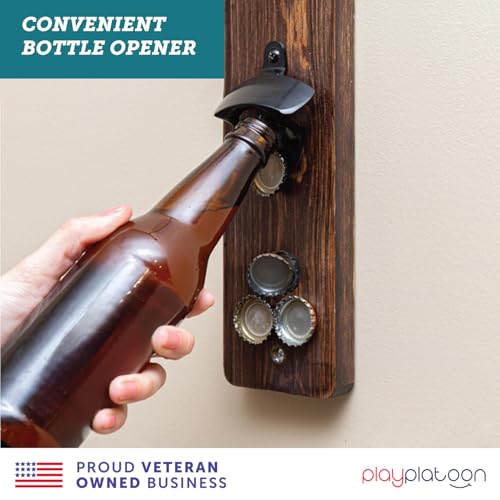 Image of Play Platoon Hook and Ring Toss Bar Game for Adults - Wood Toss Ring Game for Adults - Perfect Home, Basements, & Bar Gifts