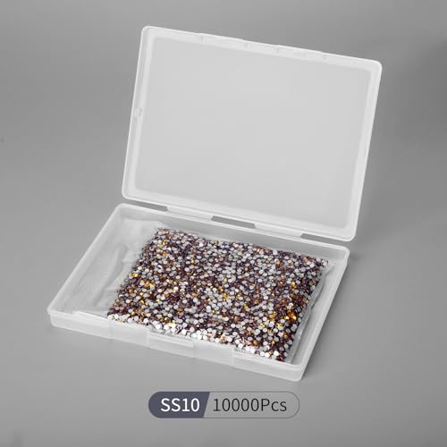 Image of 10000PCS Gold Yellow Rhinestones Bulk, Flat Back Crystal Glass Stone Round Gems,SS10, 2.7-2.9mm