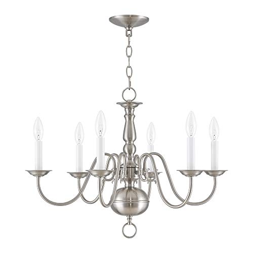 Image of Livex Lighting 5006-91 Williamsburgh 6-Light Chandelier, Brushed Nickel
