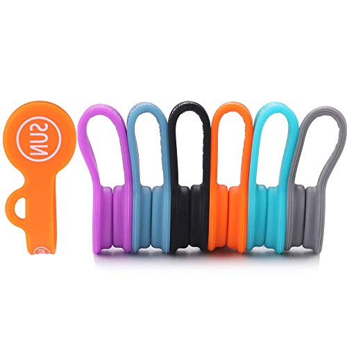Magnetic Cable Clips Cable Organisers 6 Pack Headphone Earbuds Cord Winder Manager Keeper Bookmark Whiteboard Noticeboard Fridge Magnets USB Cable Ties Straps Wire Holder Home Office School