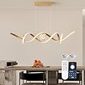 ORANOOR LED Modern Chandeliers for Dining Room, 39in Dimmable Gold Chandelier Kitchen Pendant Lighting Over Island, Linear Wave Spiral Pendant Light Fixtures Dining Room Lights Ceiling Hanging, 36W