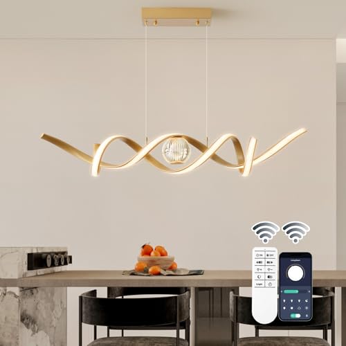 ORANOOR LED Modern Chandeliers for Dining Room, 39in Dimmable Gold