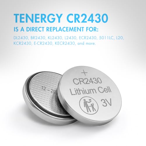 Image of Tenergy CR2430 Battery, 3V Lithium Coin Battery for Car Key Fob, Car Remote, Calculators, Thermometers and More, 10 Count