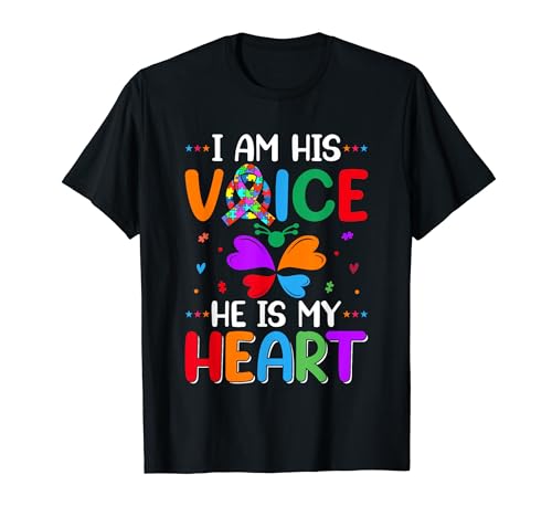 Soy su voz Él es mi corazón Autismo Camiseta