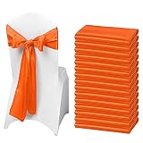 REWOMC 50 PCS Satin Chair Sash Chair Decorative Bow Designed Chair Cover Chair Sashes for Thanksgivi