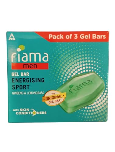 Image of Fiama Men Energizing Sport Gel Bar With Ginseng & Lemongrass, 125 gm (Pack of 3)