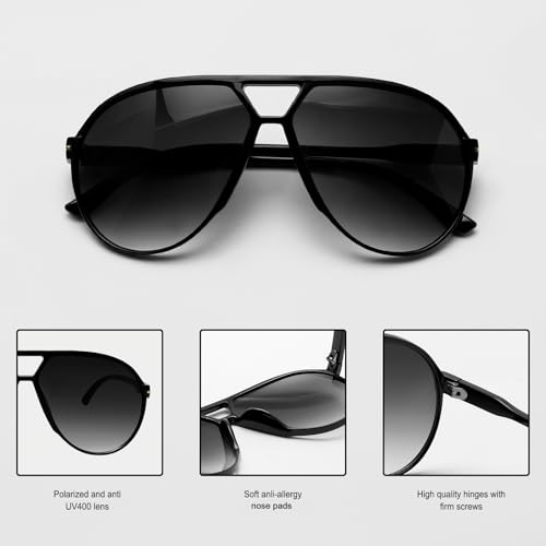 Image of GUVIVI Retro Aviator Sunglasses for Women Men Oversized Classic 70s Vintage Trendy Tangle Free Square Aviators Sun Glasses