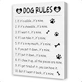Funny Dogs Wall Art,Dog Rules Canvas Wall Decor for Dogs Room Home,Dog Lover Gifts