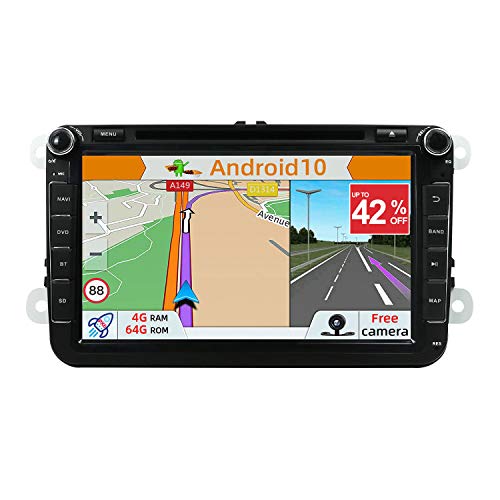 YUNTX PX6 Android 10 dubbele DIN-autoradio compatibel met VW Golf/Skoda/Seat - [4 GB+64 GB] - GPS 2 Din - Head Unit Bluetooth met achteruitrijcamera - Ondersteuning DAB+/DVD/Carplay/Mirrorlink/Carplay/WiFi
