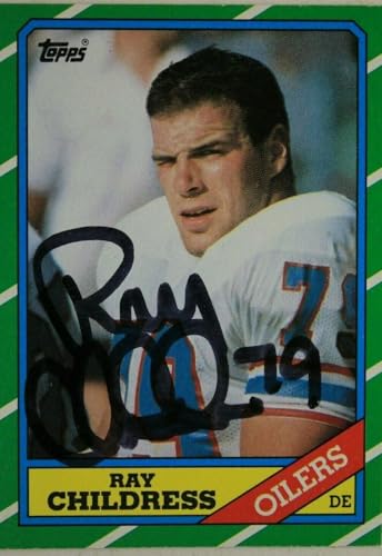 Ray Childress Houston Oilers Autographed Signed 1986 Topps Football Card #357 - NFL Autographed Football Cards