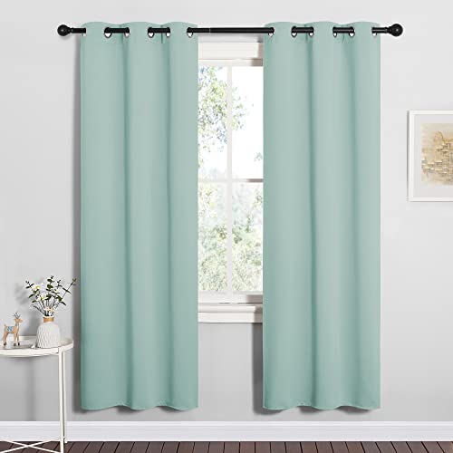 Image of NICETOWN Bedroom Curtain Panels Blackout Draperies, Thermal Insulated Solid Grommet Blackout Curtains /Drapes (Aqua, One Pair, 34 by 72-inch)